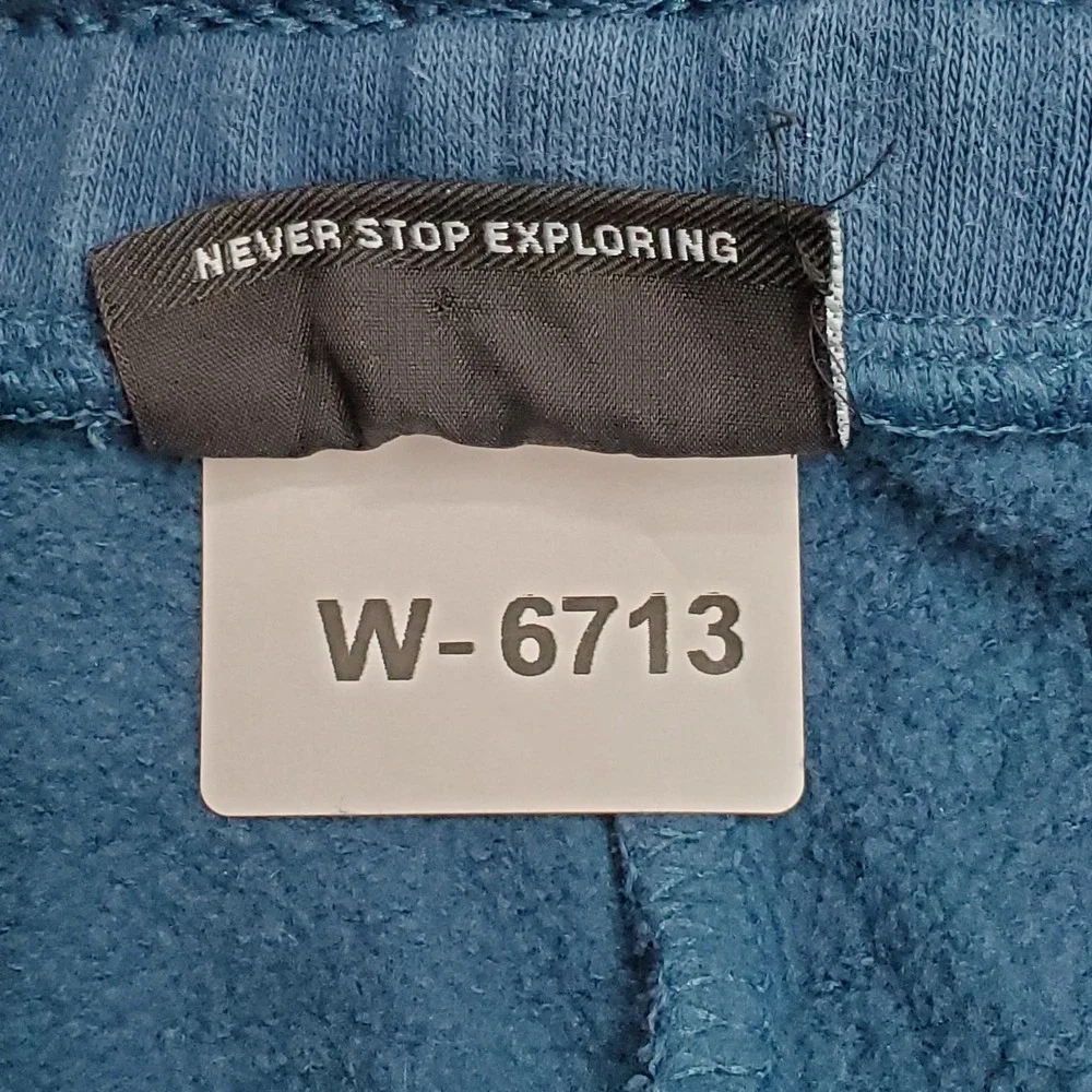The North Face Men Activewear Pants L/G Blue Sweatpants Fleece Logo
